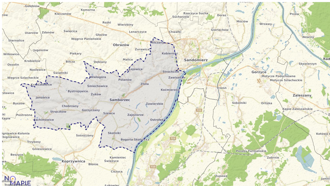 Mapa obszarów ochrony przyrody Samborca